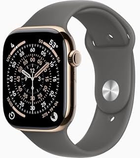 Apple Watch Series 11 [GPS + Cellular, 46mm] Gold Titanium Case with Stone Gray ...