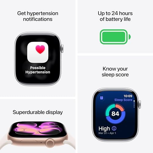 Apple Watch Series 11 [GPS 42mm] Smartwatch with Rose Gold Aluminum Case with Light Blush Sport Band - S/M., Fitness Tracker, Water Resistant (Renewed)