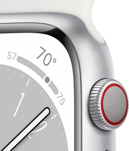 Apple Watch Series 8 (GPS, 41mm) - Silver Stainless Steel Case with White Sport Band M/L (Renewed)