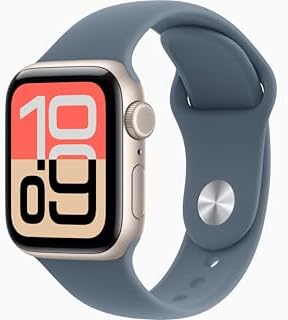 Apple Watch SE 3 [GPS + Cellular, 40mm] Starlight Aluminum Case with Anchor Blue Sport Band, M/L (Renewed)