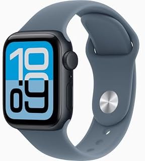 Apple Watch SE 3 [GPS + Cellular, 40mm] Midnight Aluminum Case with Anchor Blue Sport Band, S/M (Renewed)