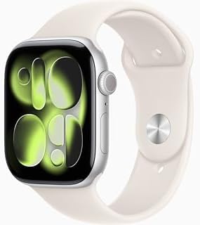 Apple Watch Series 11 [GPS, 46mm] Silver Aluminum Case with Starlight Sport Band, M/L (Renewed)