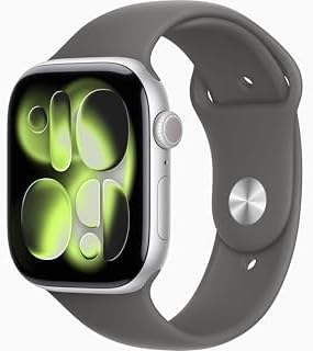 Apple Watch Series 11 [GPS, 46mm] Silver Aluminum Case with Stone Gray Sport Ban...