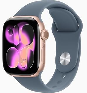 Apple Watch Series 11 [GPS + Cellular, 42mm] Rose Gold Aluminum Case with Anchor Blue Sport Band, M/L (Renewed)