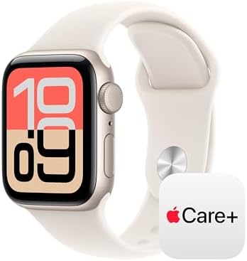 Apple Watch SE 3 [GPS 40mm] Smartwatch with Starlight Aluminium Case with Starlight Sport Band - S/M. Fitness and Sleep Trackers, Heart Rate Monitor with AppleCare+ (2 Years)