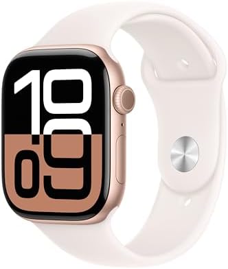 Apple Watch Series 10 (GPS, 46MM) - Rose Gold Aluminum Case with Light Blush Sport Band - S/M (Renewed)