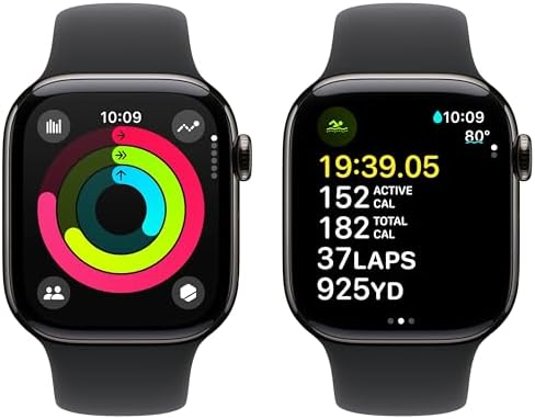 Apple Watch Series 10 [GPS + Cellular, 42mm] - Slate Titanium Case with Black Sport Band, M/L (Renewed)