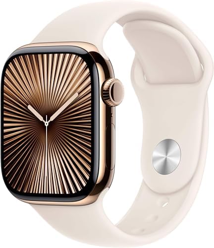 Apple Watch Series 10 [GPS + Cellular, 46mm] - Gold Titanium Case with Starlight...
