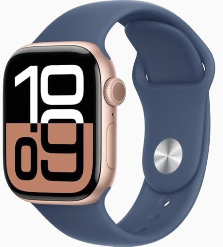 Apple Watch Series 10 [GPS + Cellular, 42mm] - Rose Gold Aluminum Case with Deni...