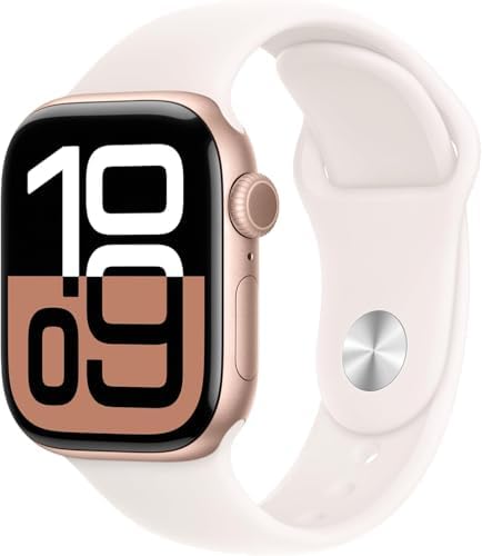 Apple Watch Series 10 [GPS, 46mm] - Rose Gold Aluminum Case with Starlight Sport...
