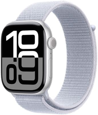 Apple Watch Series 10 [GPS + Cellular, 42mm] - Silver Aluminum Case with Blue Cl...