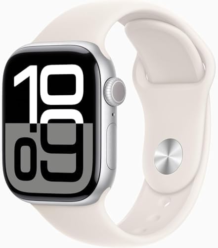 Apple Watch Series 10 [GPS, 42mm] - Silver Aluminum Case with Starlight Sport Ba...