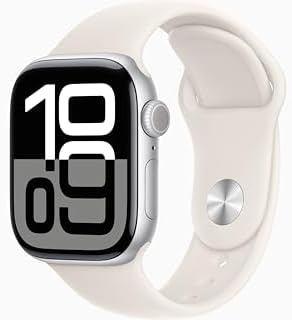 Apple Watch Series 10 [GPS, 46mm] - Silver Aluminum Case with Starlight Sport Ba...