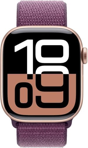Apple Watch Series 10 [GPS + Cellular, 42mm] - Rose Gold Aluminum Case with Plum Sport Loop (Renewed)