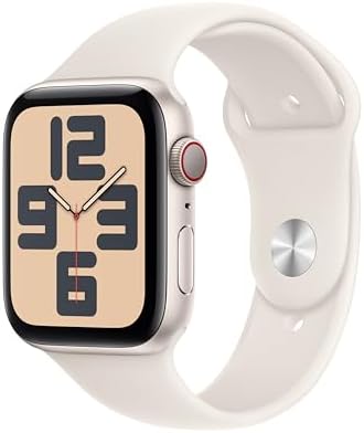 Apple Watch SE (2nd Gen) [GPS + Cellular 44mm] Smartwatch with Starlight Aluminum Case with Starlight Sport Band S/M. Fitness and Sleep Trackers, Crash Detection, Heart Rate Monitor, Retina Display