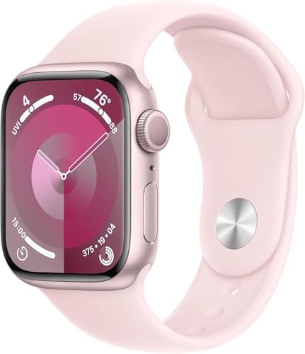 Apple Watch Series 9 [GPS 41mm] Pink Aluminum Case with Pink Sport Band M/L (Ren...