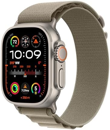 Apple Watch Ultra 2 [GPS + Cellular 49mm] Smartwatch with Rugged Titanium Case & Olive Alpine Loop Medium. Fitness Tracker, Precision GPS, Action Button, Extra-Long Battery Life