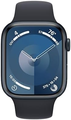 Apple Watch Series 9 [GPS 45mm] Smartwatch with Midnight Aluminum Case with Midnight Sport Band S/M. Fitness Tracker, ECG Apps, Always-On Retina Display, Water Resistant