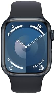 Apple Watch Series 9 [GPS + Cellular 41mm] Midnight Aluminum Case with Midnight Sport Band S/M (Renewed)