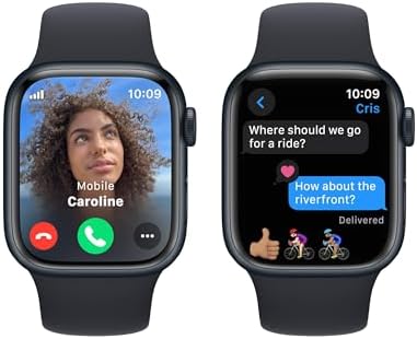 Apple Watch Series 9 [GPS + Cellular 41mm] Midnight Aluminum Case with Midnight Sport Band S/M (Renewed)