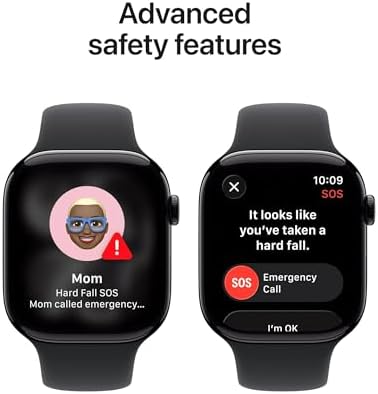 Apple Watch Series 11 [GPS+Cellular, 46mm] - Jet Black Aluminium Case with Black Sport Band, M/L (Renewed Premium)