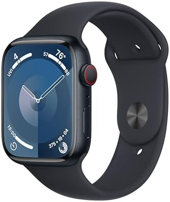 Apple Watch Series 9 (GPS + LTE) 45MM Midnight Aluminum Case Black Sport Band (R...