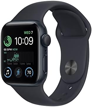 Apple Watch SE (2nd Gen) (GPS, 40mm) - Midnight Aluminum Case with Midnight Sport Band, S/M (Renewed)