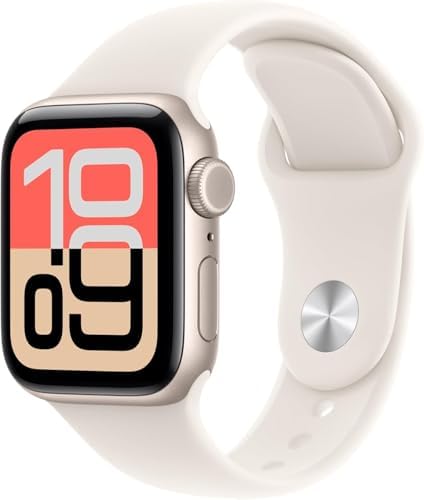 Apple Watch SE 3 [GPS + Cellular, 40mm] Starlight Aluminum Case with Starlight Sport Band, S/M (Renewed)