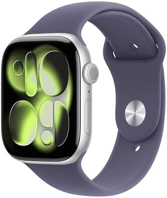 Apple Watch Series 11 [GPS 46mm] Smartwatch with Silver Aluminum Case with Purpl...