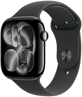 Apple Watch Series 11 [GPS 46mm] Smartwatch with Jet Black Aluminum Case with Bl...