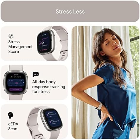 Fitbit Sense 2 Advanced Health Smartwatch - Lunar White (Renewed)