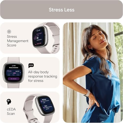Fitbit Sense 2 Advanced Health and Fitness Smartwatch - Blue Mist/Pale Gold | with Stress and Sleep Tools - 3-Month Google Health Premium Membership Included - ECG App, SpO2, 24/7 Heart Rate, and GPS