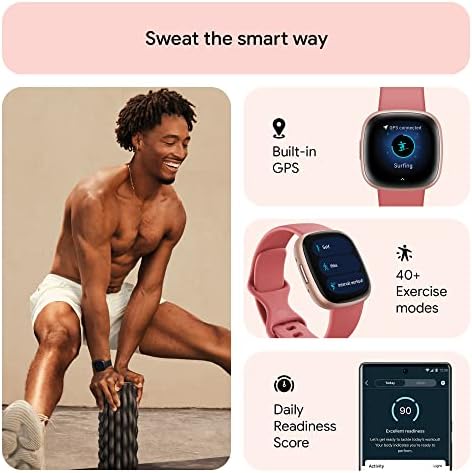 Google Fitbit Versa 4 Fitness Smartwatch - Pink Sand/Copper Rose | Daily Readiness, 3-month Google Health Premium Membership included, GPS, 40+ exercise modes, sleep tracking