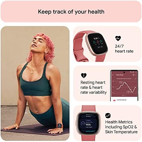 Google Fitbit Versa 4 Fitness Smartwatch - Pink Sand/Copper Rose | Daily Readiness, 3-month Google Health Premium Membership included, GPS, 40+ exercise modes, sleep tracking