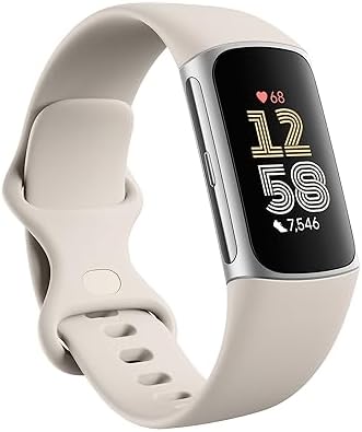 Google Fitbit Charge 6 - Fitness Tracker - Porcelain/Silver | Google apps, heart...