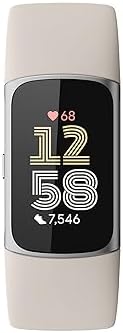 Google Fitbit Charge 6 - Fitness Tracker - Porcelain/Silver | Google apps, heart rate on exercise equipment, 3-month Google Health Premium membership included, small and large bands