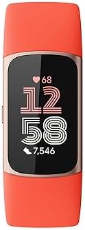 Google Fitbit Charge 6 - Fitness Tracker - Gold/Coral | Google apps, heart rate on exercise equipment, 3-month Google Health Premium membership included, small and large bands