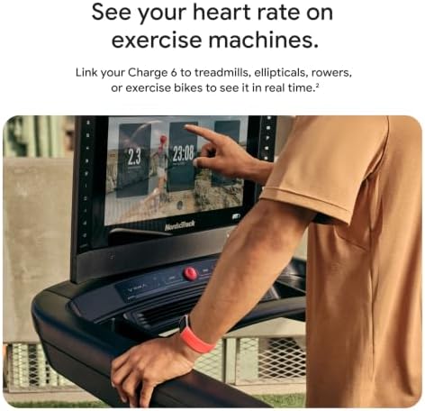 Google Fitbit Charge 6 - Fitness Tracker - Gold/Coral | Google apps, heart rate on exercise equipment, 3-month Google Health Premium membership included, small and large bands