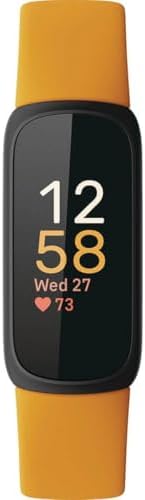 Fitbit Inspire 3 Health &-Fitness-Tracker with Stress Management, Workout Intensity, Sleep Tracking, 24/7 Heart Rate and More, Morning Glow/Black, One Size (S & L Bands Included) (Renewed)