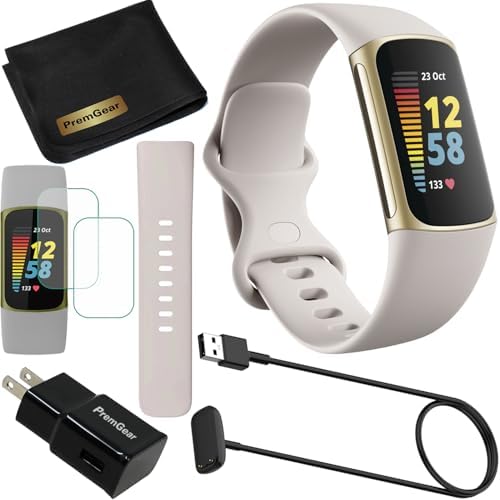 Fitbit Charge 5 Advanced Fitness & Health Tracker (White) with Built-in GPS, Str...