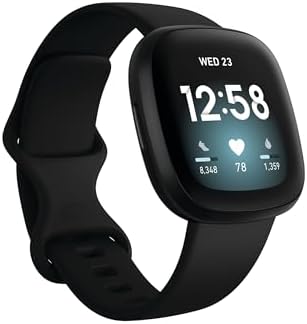 Fitbit Versa 3 Health & Fitness Smartwatch with GPS, 24/7 Heart Rate, Alexa Built-in, 6+ Days Battery, Black/Black, One Size Renewed