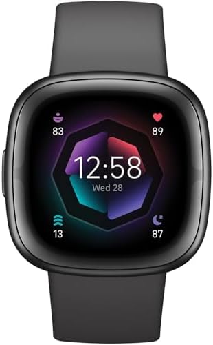 Fitbit Sense 2 Advanced Health and Fitness Smartwatch with Tools to Manage Stress and Sleep, ECG App, SpO2, 24/7 Heart Rate and GPS, Shadow Grey/Graphite, One Size (S & L Bands Included) (Renewed)