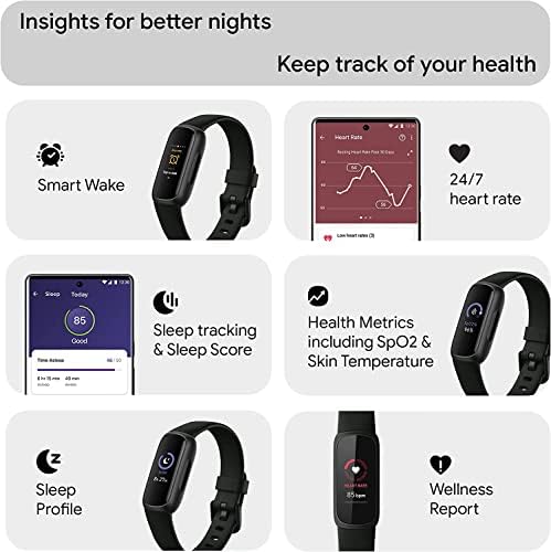 Fitbit Inspire 3 Health & Fitness Activity Tracker (Black) with Workout Intensity, Sleep Tracking, Heart Rate, S & L Bands, 3.3foot Charging Cable, Wall Adapter, Screen Protectors & PremGear Cloth