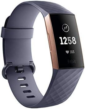 Fitbit Charge 3 Fitness Activity Tracker, Rose Gold/Blue Grey, One Size (S & L B...