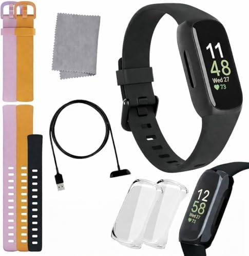 Fitbit Inspire 3 Health & Fitness Tracker Bundle - with Stress Management, Worko...