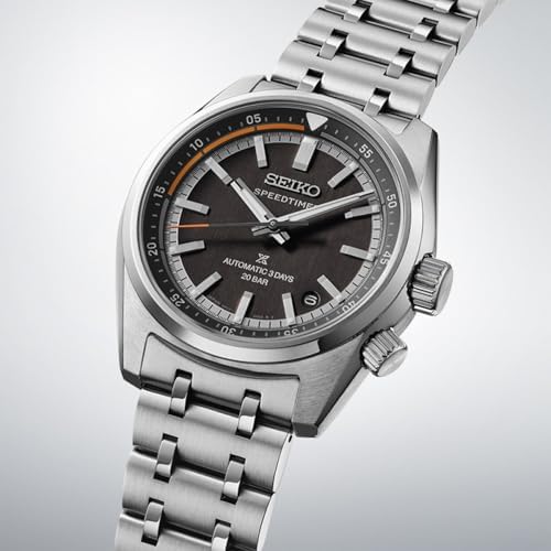 Seiko Speedtimer Automatic Men's Watch, Black Dial, Round Case, Steel Bracelet