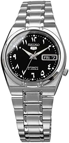Seiko Men's SNK063J5 5 SEIKO5 Automatic Watch, Black, Silver, Bracelet Type