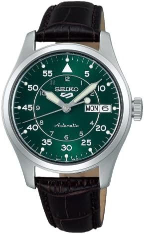 Seiko 5 â€˜Kelly Green Fliegerâ€ Suit Style SRPJ89K1, Strap, Brown, Strap
