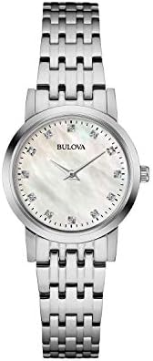 Bulova Ladies' Petite Classic Stainless Steel 2-Hand Quartz Watch, White Mother-of-Pearl, 27mm Style: 96P175