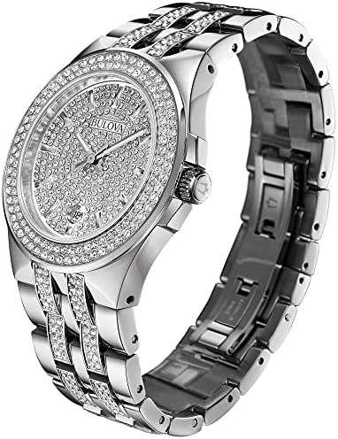 Bulova Men's Crystals Stainless Steel 3-Hand Quartz Watch Style: 96B235